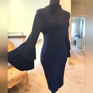 Black Knitted Midi Dress Large